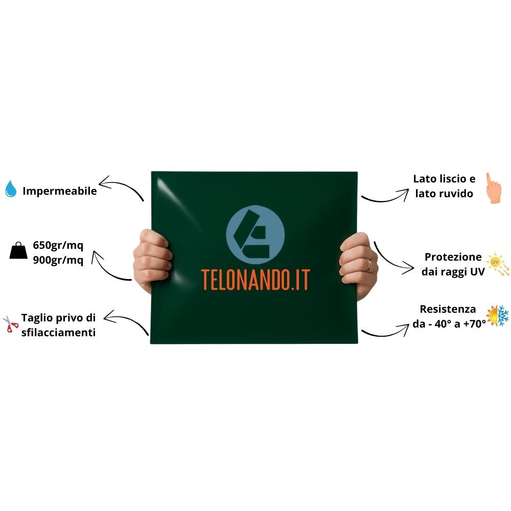 2 x 5 m telo PVC 900 g/mq prima scelta ideale da -40° a +70°C - telonando.it