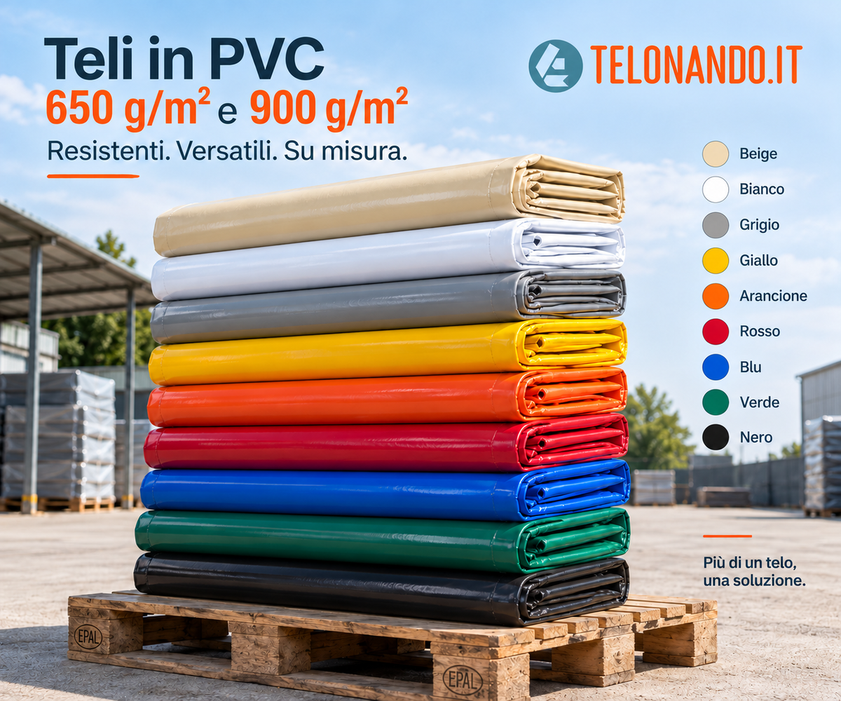 Telo PVC 650 g/m² Non Occhiellato su Misura – Impermeabile e Alta Resistenza - telonando.it