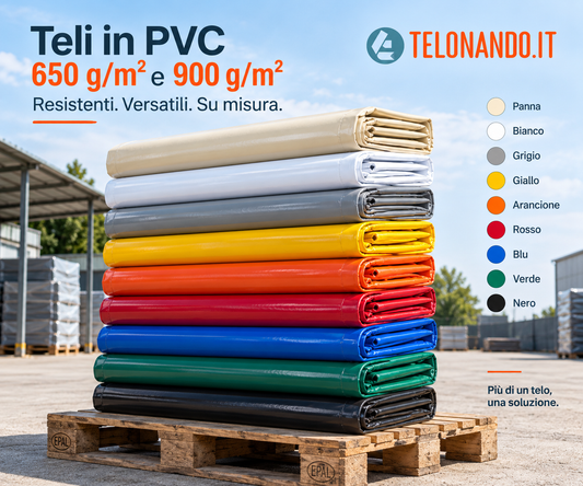 Telo PVC 650 g/m² Non Occhiellato su Misura – Impermeabile e Alta Resistenza - telonando.it
